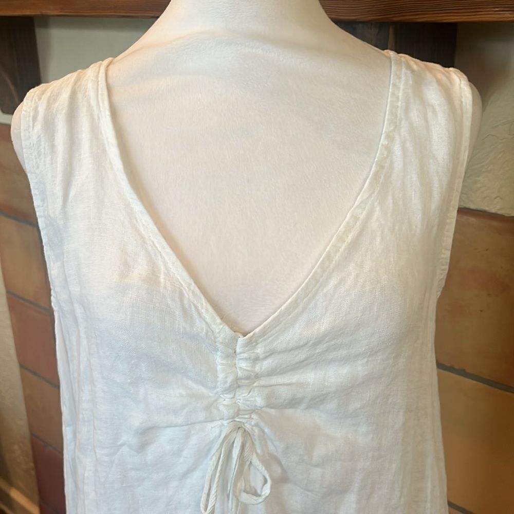 Francesca Bettini White Sheer Sleeveless Linen Dress, size S - Picture 2 of 10